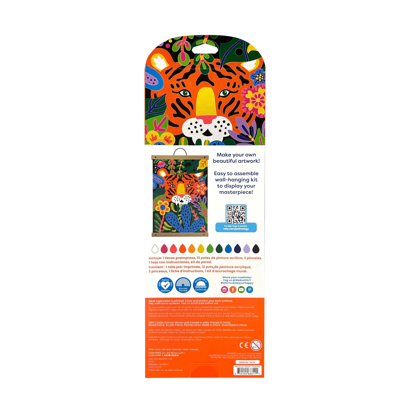 OOLY: Paintology Paint By Number Canvas Kit - Tiger Eyes 25 PC Set