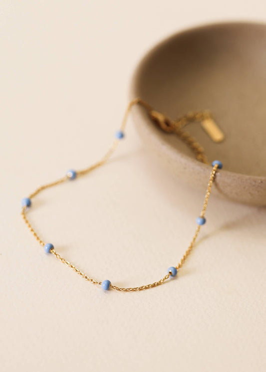 JaxKelly - Enamel and Gold Anklet - 18k Gold Plated - Bermuda Blue