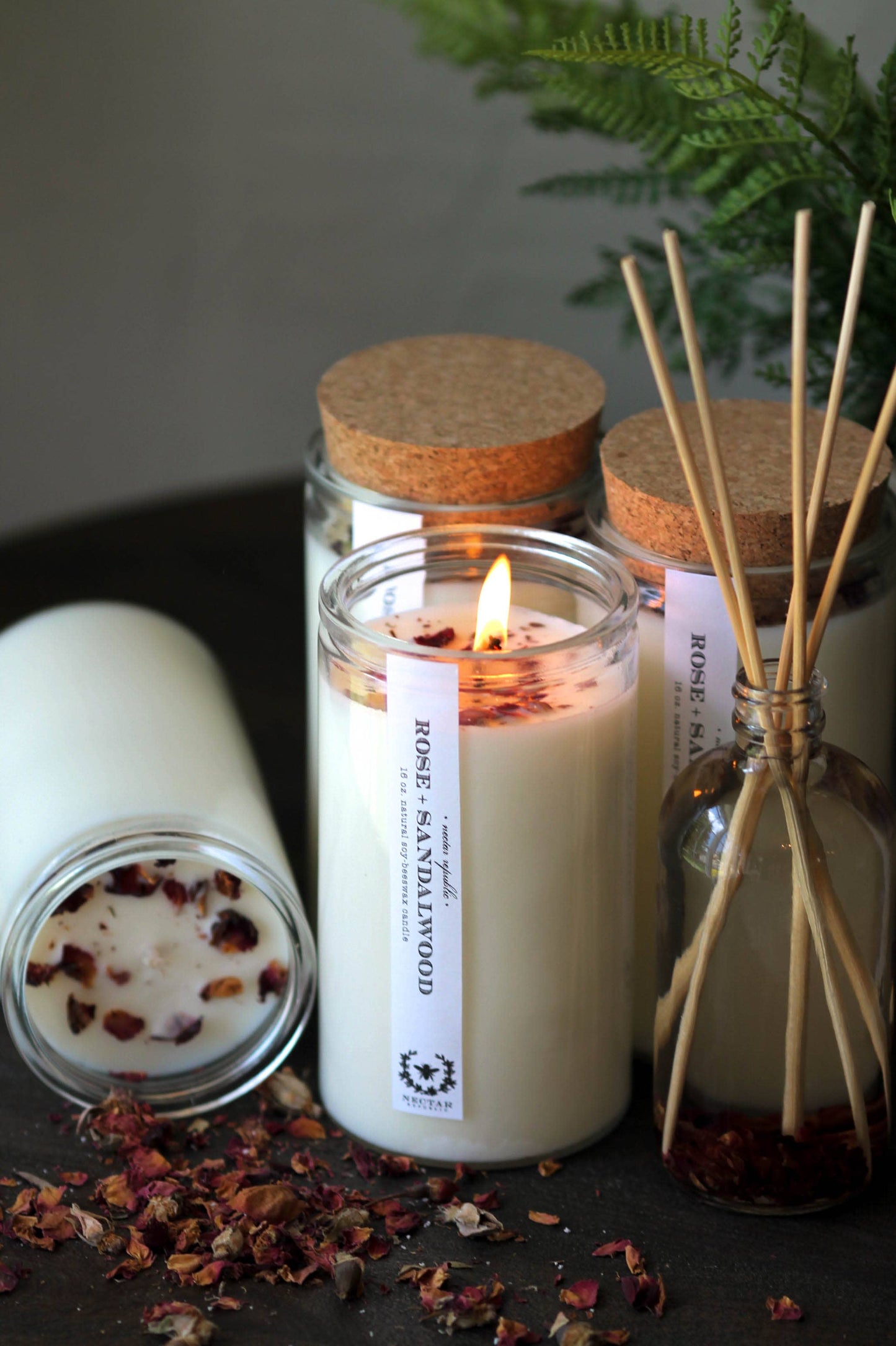 Nectar Republic: Rose Sandalwood : Apothecary Candle ( Grounding )