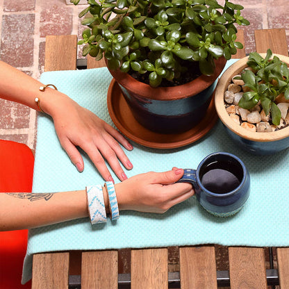 Swahili Coast: Small Light Blue Tri Leather Cuff