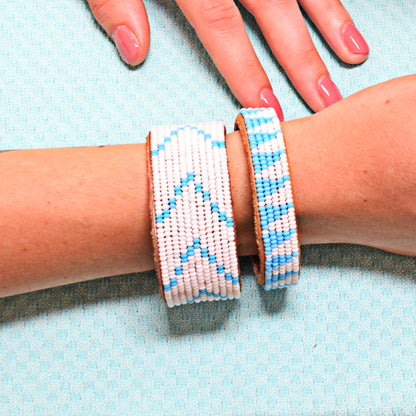 Swahili Coast: Small Light Blue Tri Leather Cuff