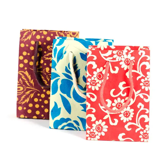 Matr Boomie Fair Trade: Recycled Paper Small Gift Bag 4x6x2 - Assorted Eco-Friendly