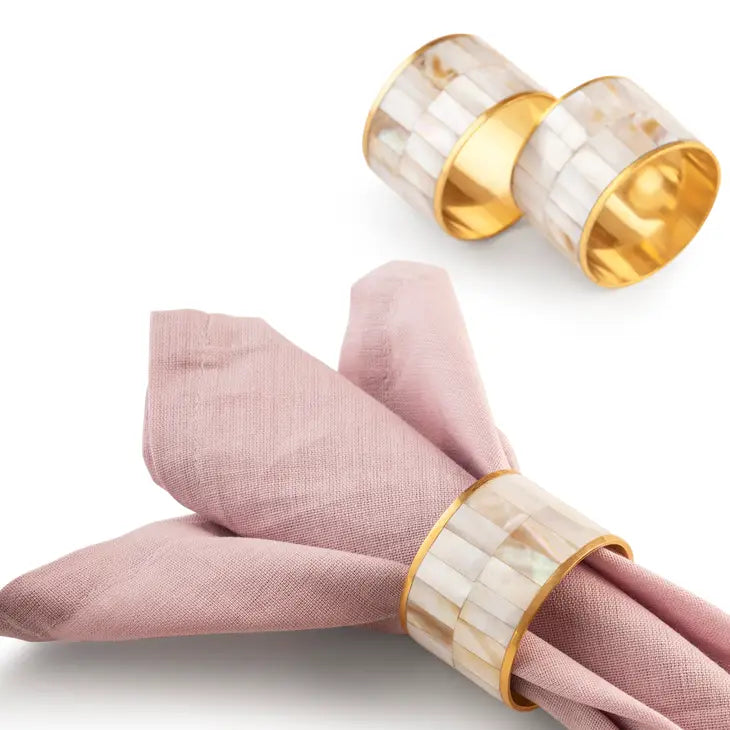 Guari Kholi: Serena White Pearl Napkin Rings, Set of 6