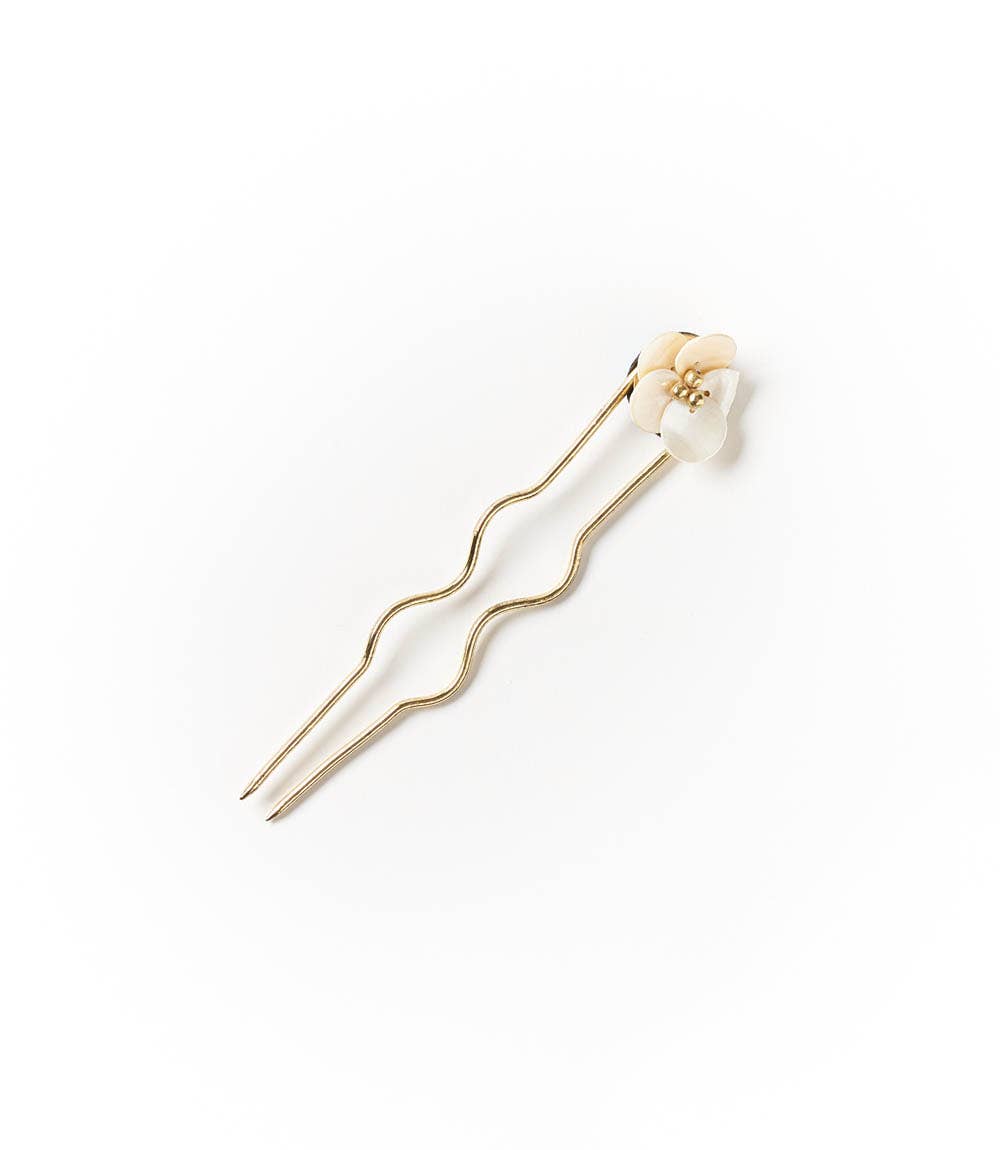 Matr Boomie Fair Trade: Aiyana Flower Hair Pin - Mother of Pearl