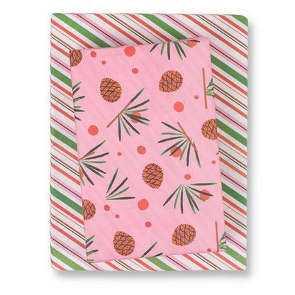 Wrappily Eco Gift Wrap Co.: Pink Pinecones Double-sided Eco Wrapping Paper