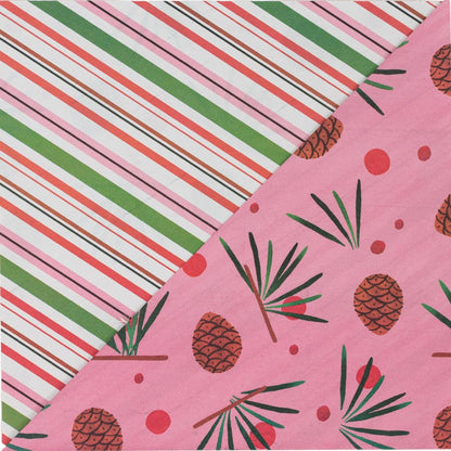 Wrappily Eco Gift Wrap Co.: Pink Pinecones Double-sided Eco Wrapping Paper