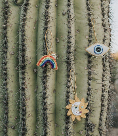 Matr Boomie Fair Trade: Larissa Plush Rainbow Sun Rays Felt Ornament - Embroidered