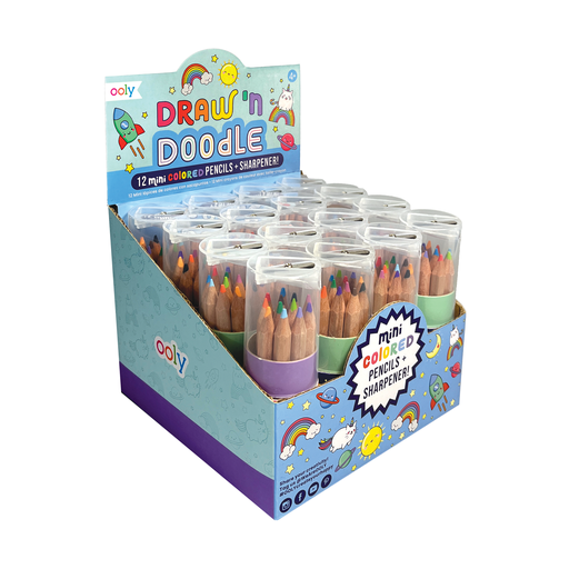 OOLY: Draw 'n' Doodle Mini Colored Pencils + Sharpener - Set of 12