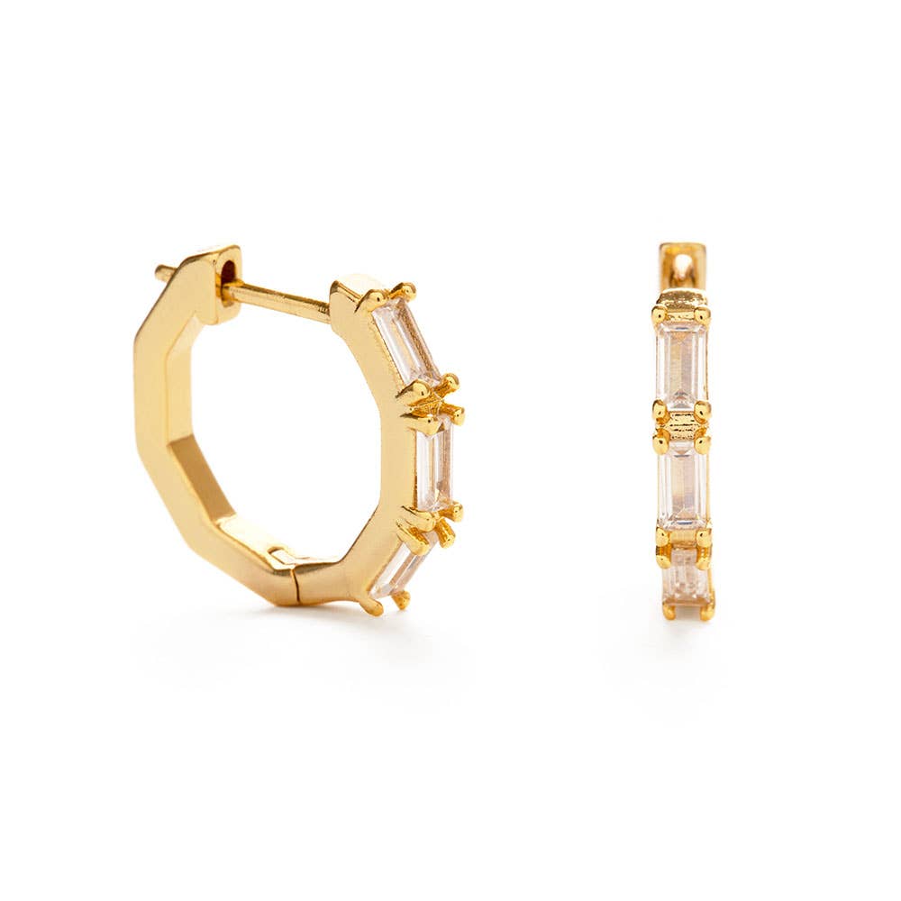 Amano Studio:  Baguette Hoop Crystal Earrings