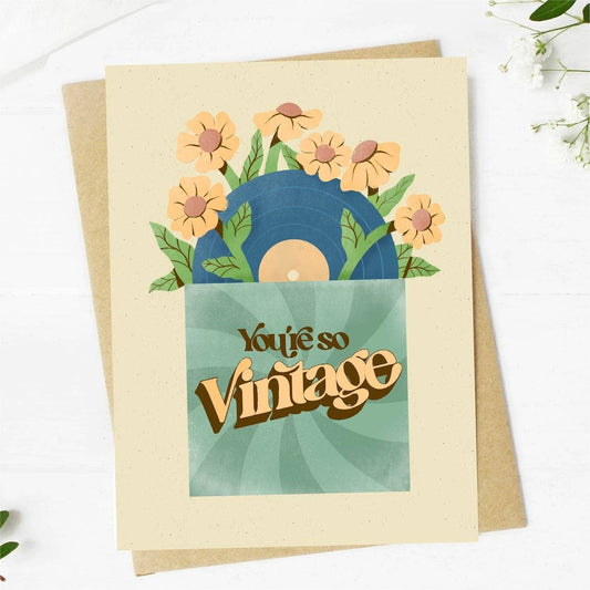 Big Moods: "You're so vintage" record birthday card