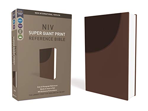 NIV, Super Giant Print Reference Bible, Leathersoft, Brown, Red Letter, Comfort Print