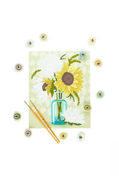 Elle Crée (She Creates): Sunflowers in Vase (Yellow) Paint-by-Number Kit