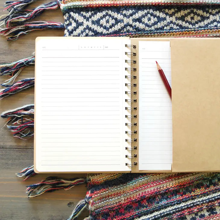 Denik: Mountain Sunrise Wood Spiral Journal Notebook