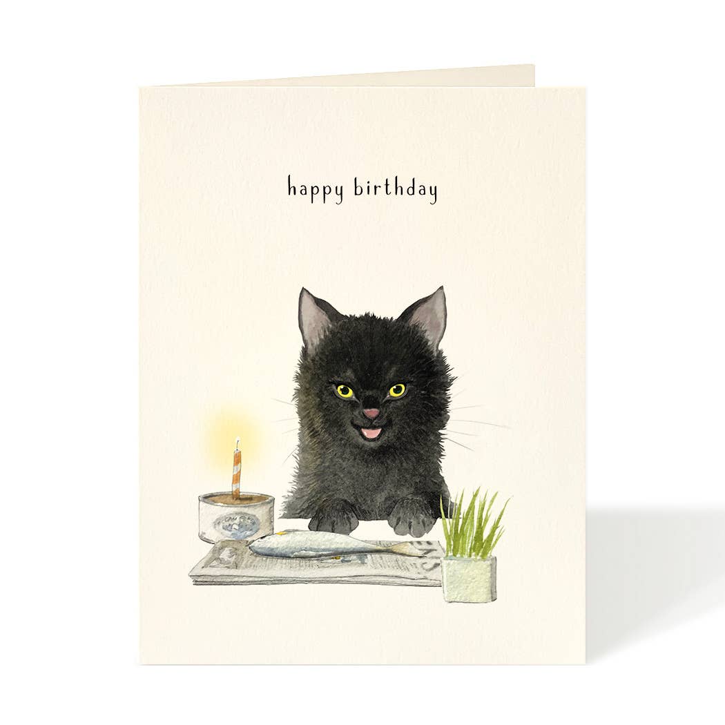 Felix Doolittle: Fish Cake - Cat Birthday Greeting Cards