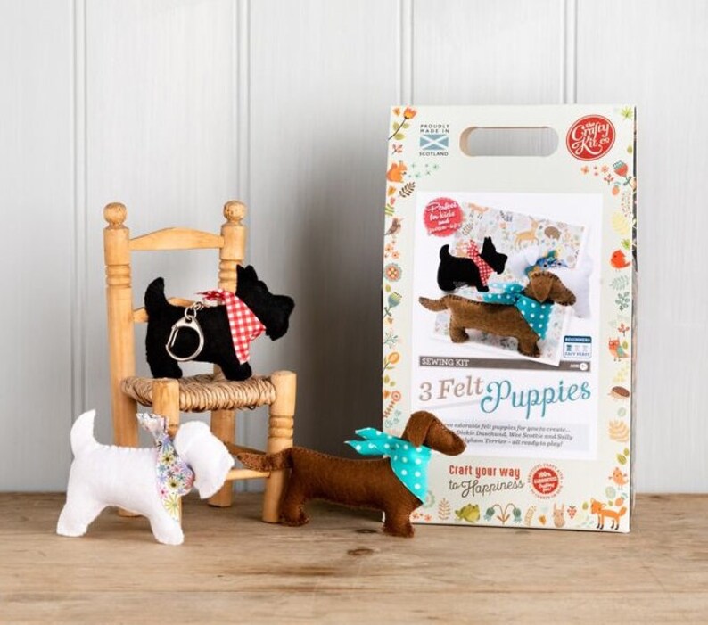 The Crafty Kit Company: Three Felt Puppies Sewing Craft Kit