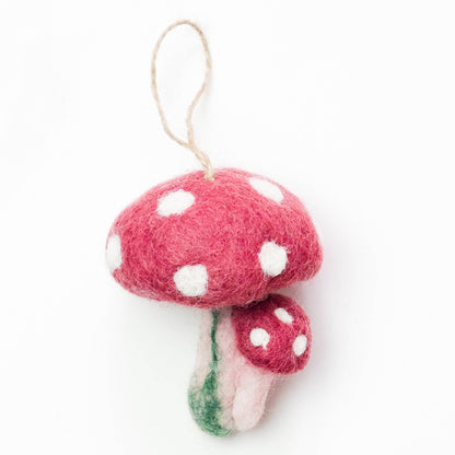 The Winding Road: Felt Mushroom Ornaments  6 Assorted