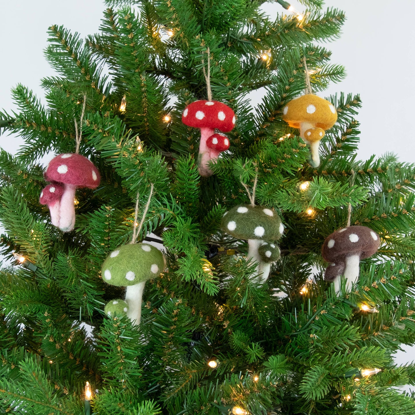 The Winding Road: Felt Mushroom Ornaments  6 Assorted