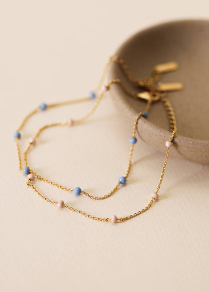 JaxKelly - Enamel and Gold Anklet - 18k Gold Plated - Bermuda Blue