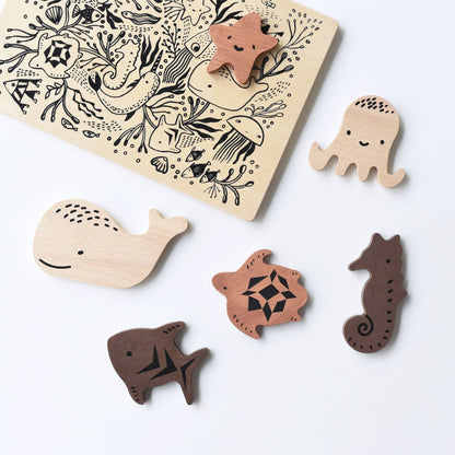 Wee Gallery: Wooden Tray Puzzle - Ocean Animals (2nd Edition)