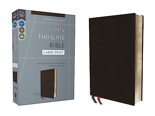 NIV, Thinline Bible, Large Print, Bonded Leather, Black, Red Letter, Comfort Print
