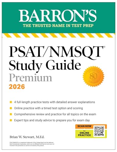 PSAT/NMSQT Premium Study Guide, 2026: 2 Practice Tests + Comprehensive Review+ 200 Online Drills (Barron's Test Prep)