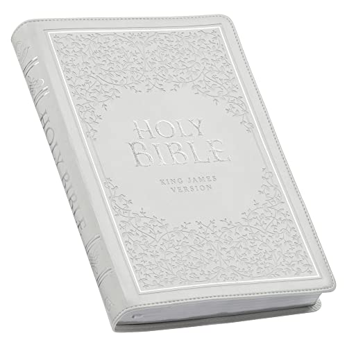 KJV Holy Bible, Thinline Large Print Faux Leather Red Letter Edition - Thumb Index & Ribbon Marker, King James Version, White