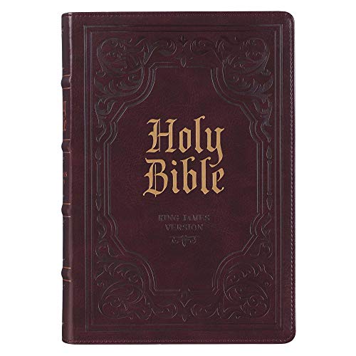 KJV Holy Bible, Giant Print Full-Size Bible, Dark Brown Faux Leather Bible w/Ribbon Marker, Red Letter Edition, King James Version