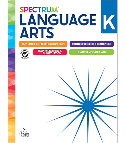 Spectrum Language Arts Kindergarten Workbooks, Activity Book for Kids Ages 5-6 Covering Alphabet, Grammar, Parts of Speech, Vocabulary, Sentences, and More, ELA Classroom or Homeschool Curriculum