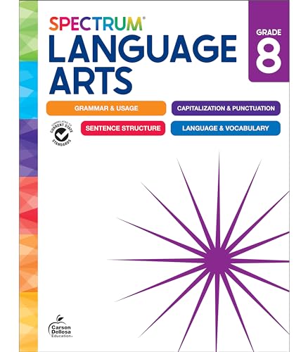 Spectrum 8th Grade Language Arts Workbook, Middle Grade Books Covering Fundamentals English Grammar, Punctuation, Sentence Structure, Vocabulary, Language Arts 8th Grade Curriculum