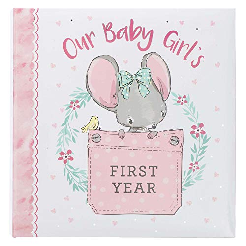 Christian Art Gifts Girl Baby Book of Memories Pink Keepsake Photo Album | Our Baby Girl's First Year Memory Book | Baby Book with Bible Verses