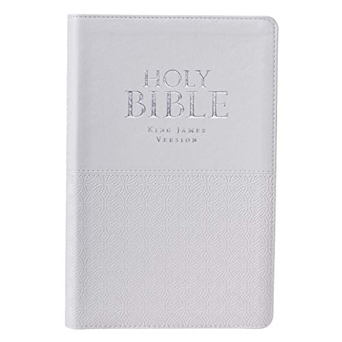KJV Holy Bible, Standard Bible, White Faux Leather Bible w/Thumb Index and Ribbon Marker, Red Letter Edition, King James Version