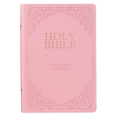 KJV Holy Bible, Giant Print Full-Size Bible, Pink Faux Leather Bible w/Ribbon Marker, Red Letter Edition, King James Version