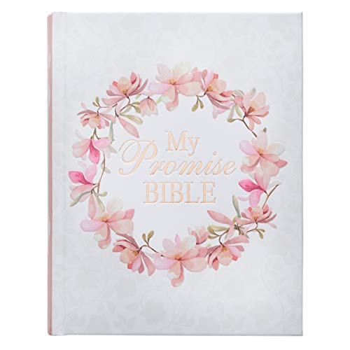 KJV Holy Bible, My Promise Bible, White and Pink Hardcover Journaling Bible w/Ribbon Marker, 500 Scripture Illustrations to Color, King James Version