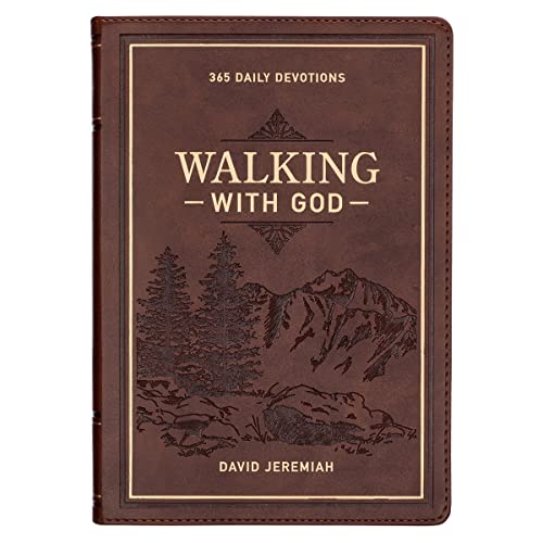 Walking with God 365 Daily Devotions, Large Print Brown Faux Leather