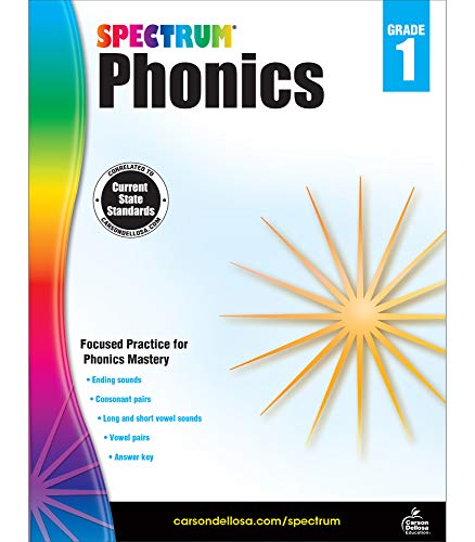 Spectrum Phonics 1st Grade Workbook—State Standards for Grade 1 Phonics, Vowel and Consonant Practice With Answer Key for Homeschool or Classroom (160 pgs)