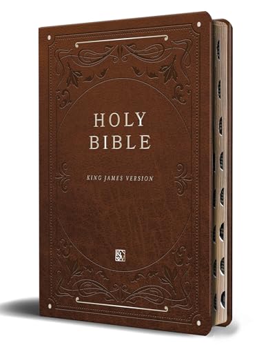 KJV Holy Bible, Giant Print Thinline Large format, Brown Premium Imitation Leather with Ribbon Marker, Red Letter, and Thumb Index (KJV Large Size Giant Print Editions)