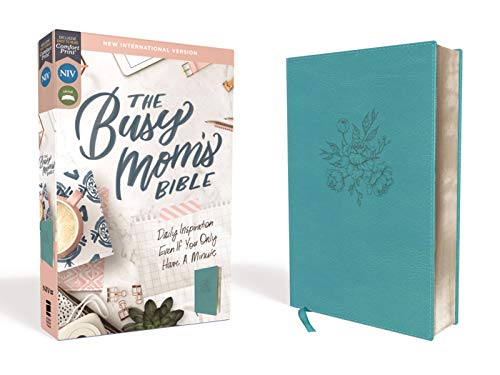 NIV, The Busy Mom's Bible, Leathersoft, Teal, Red Letter, Comfort Print: Daily Inspiration Even If You Only Have One Minute