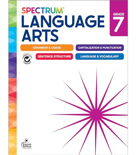 Spectrum 7th Grade Language Arts Workbook, Middle Grade Books Covering Fundamentals English Grammar, Punctuation, Sentence Structure, Vocabulary, Language Arts 7th Grade Curriculum