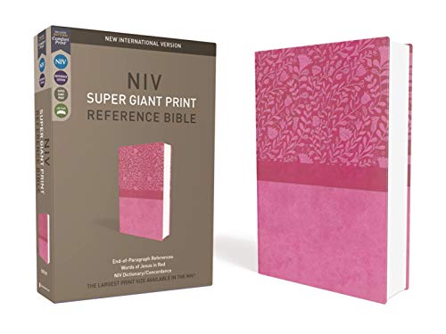 NIV, Super Giant Print Reference Bible, Leathersoft, Pink, Red Letter, Comfort Print