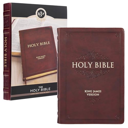 KJV Holy Bible, Thinline Large Print Faux Leather Red Letter Edition Thumb Index & Ribbon Marker, King James Version, Antiqued Brown (KJV Thinline LP Editions)
