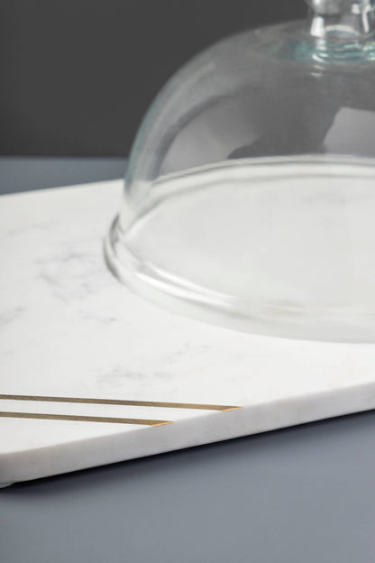 Gauri Kohli: Bavaria Marble Cheese Board with Glass Cloche