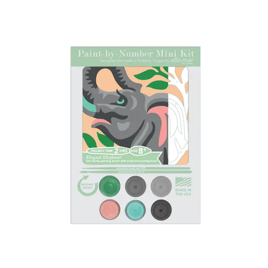 Elle Crée (She Creates): Kids Mini Elegant Elephant Paint-By-Number Kit