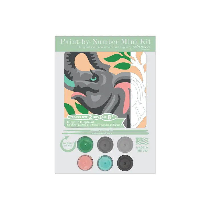 Elle Crée (She Creates): Kids Mini Elegant Elephant Paint-By-Number Kit