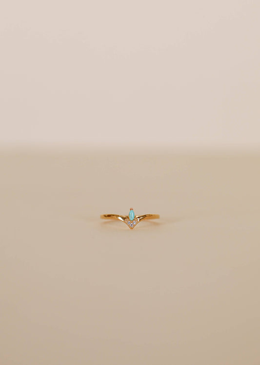 JaxKelly - Gold Rings - Floating Gemstone - Turquoise & CZ