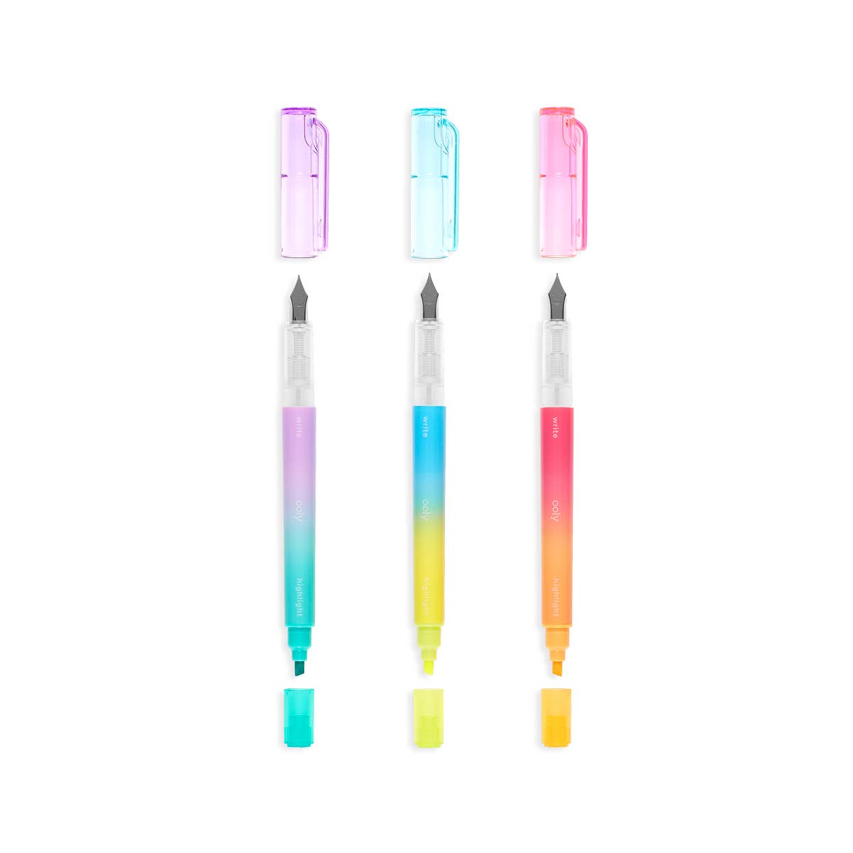 OOLY: Writer's Duo Double-Ended Fountain Pens + Highlighters (Set)