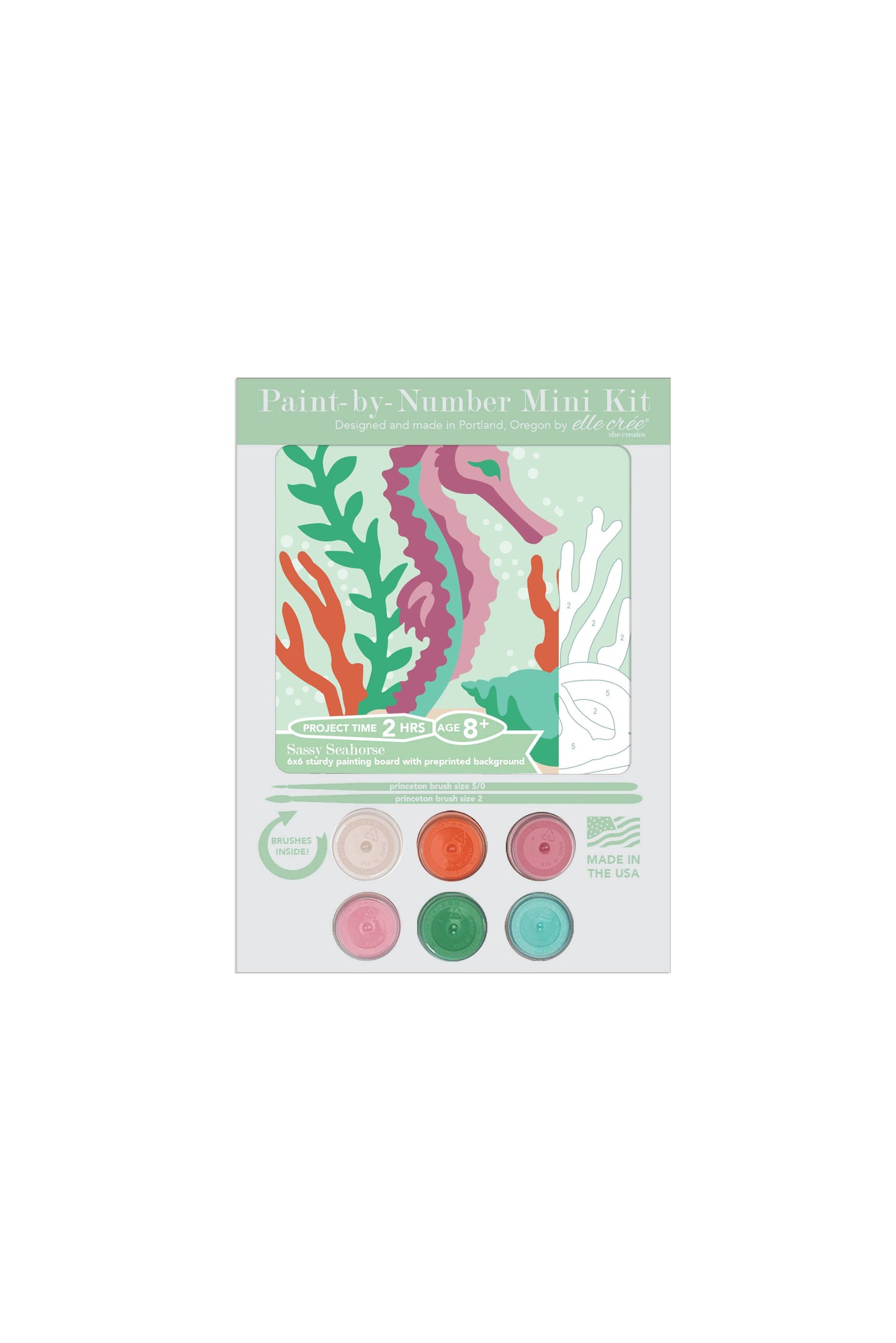 Elle Crée (She Creates): KIDS MINI Sassy Seahorse Paint-by-Number Kit