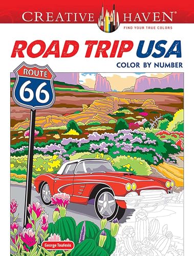 Creative Haven Road Trip USA Color by Number (Adult Coloring Books: USA)