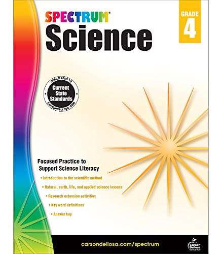 Spectrum Grade 4 Science Workbook—4th Grade State Standards, Introduction to the Scientific Method, Research Activities With Answer Key for Homeschool or Classroom (144 pgs)