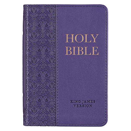 KJV Holy Bible, Mini Pocket Bible, Purple Faux Leather Bible w/Ribbon Marker, Red Letter Edition, King James Version