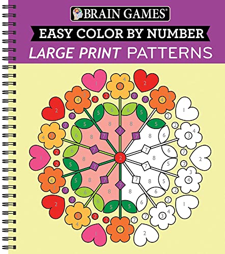 Brain Games - Easy Color by Number: Large Print Patterns (Brain Games - Color by Number)